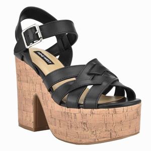 Nine West Cheers Heeled Platform Sandals - Black - Ireland (SC8067415)